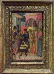 Frans smider tøjet og giver afkald på sin far Pietro di Bernardones ejendele af Bartolomeo di Tommaso da Foligno