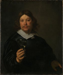 Mand med et glas vin (olie på lærred)