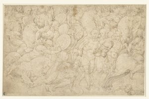Kamp mellem kavaleri og fodsoldater og bortføring af fanger af Bartolommeo Neroni (attributed to)