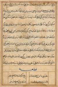 Side fra Tales of a Parrot Tuti-nama: tekstside, ca. 1560. af Basavana