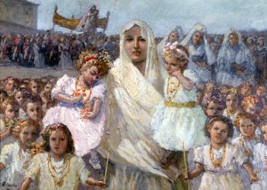 Procession af jomfruerne fra Rapino (olie på lærred) af Basilio Cascella