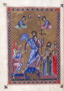Egerton 1139, f.9v Harrowing of Hell, illustration fra 
