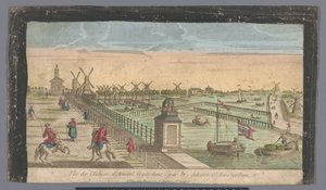 Udsigt over Hogesluis mod Buiten-Amstel, Amsteldijk og møllerne ved Zaagmolensloot i Amsterdam Vue de l
