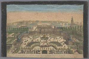 Udsigt over markgreven af ​​Bayreuths palads ved Erlang Vue perspective du superbe palais du comte hoheit margrave de Bareith à Erlang en Allemagne (titel på objekt)