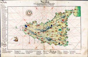 Kort over Sicilien af Battista Agnese