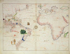 Den nye verden, fra et verdensatlas i 33 kort, Venedig, 1. september 1553 (blæk på vellum) (se også 330961)