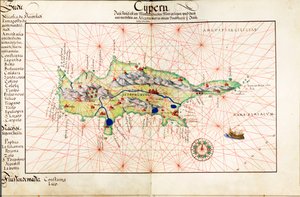 Vellumkort over Cypern af Battista Agnese