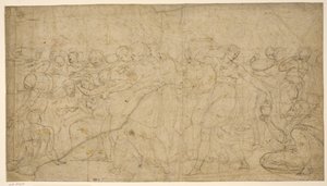 En Bacchic procession af Battista Franco