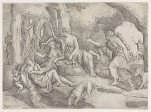 Diana og hendes nymfer af Battista Franco