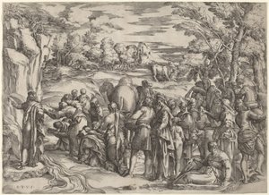 Moses slår klippen af Battista Franco