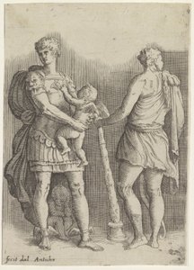Perseus med to putti og Hercules, set bagfra