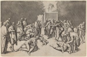Herrens ark i Dagons tempel af Battista Franco