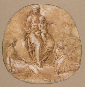 Jomfruen og barnet med den hellige Katarina af Alexandria og en ældre kvindelig helgen, ca. 1545. af Battista Franco