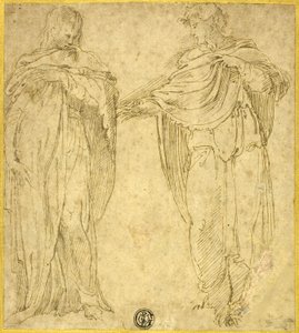 To stående draperede figurer (Sankt Johannes og Magdalene) af Battista Franco