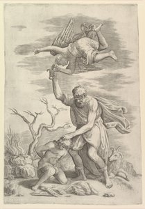 Englen, der holder Abrahams arm. af Battista Franco Veneziano
