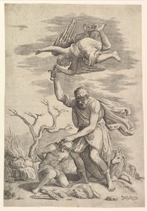 Englen, der holder Abrahams arm. af Battista Franco Veneziano