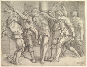 Flagelationen, ca. 1552-61. af Battista Franco Veneziano