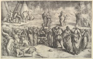 Israelitterne samler Manna, ca. 1547. af Battista Franco Veneziano