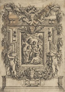 En ung mand rækker hånden til en siddende kvinde, en anden kvinde står mellem dem og..., ca. 1540-80.