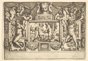 Ung kvinde drikker af en skål, en gammel kvinde står foran hende, sat i..., ca. 1540-80.