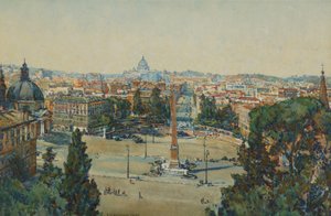 Rom, fra The Pincio, Piazza Del Popolo af Beatrice Mary Seccombe Leech