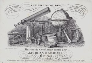 Annonce for Jacques Barboni optiske instrumenter (litho) af Belgian School