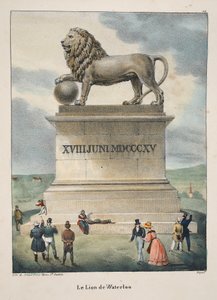 Le Lion de Waterloo, ca. 1895 (fotokrom) af Belgian School