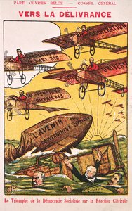 Plakat, der reklamerer for Parti Ouvrier Belge (det belgiske arbejderparti) før 1914