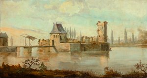 Andet baglokale på bagsiden, mødelokale, vægmalerier med landlige scener i klassisk stil, formentlig fra omkring 1810, scene 6 af Belgian School