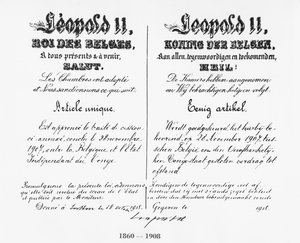 Underskrift af kong Leopold II (1835-1909), der godkender annekteringen af Congo til Belgien, 1908