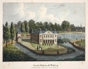 Udsigt over Château de Wisbecq, ca. 1895 (fotokrom) af Belgian School