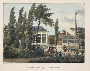 Udsigt over den botaniske have i byen Gent, ca. 1895 (fotokrom) af Belgian School