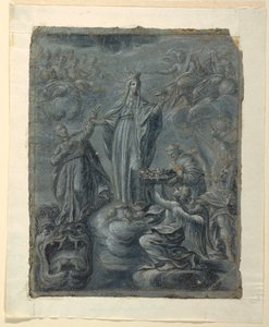 Tegning, recto: Jomfruens kroning, ca. 1630