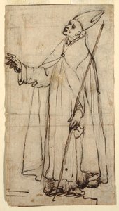 Tegning, stående biskop, ca. 1620 af Belisario Corenzio