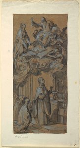 Tegning, Vision under en messe, ca. 1630