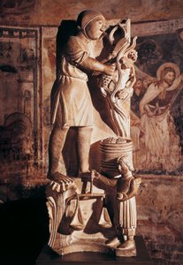 September, skulptur fra Cycle of Months, af Benedict Antelami (1178-1233), dåbskapellet i Parma, Emilia-Romagna, Italien