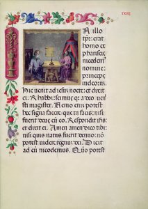 W.107 fol.24r Kristus og Nikodemus fra Evangelarium i Santa Giustina skrevet af Laurentius Gazius Cremonensis, 1523-25 af Benedetto Bordone