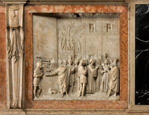 Krypten, de hellige Marcellinus og Peters eksorcists ark, Benedict Briosco 1506-08, Sankt Peter befrier Pauline af Dæmonen