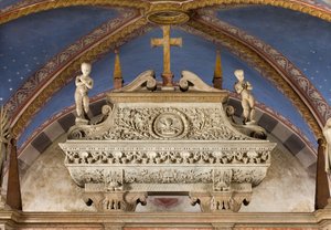Krypten, Ark af de hellige Marcellinus og Peter Exorcist, Sarkofag med statuer af St. Marcelino og St. Peter Exorcist, Benedetto Briosco 1506-08