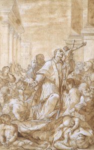 Sankt Carlo Borromeo blandt de pestramte af Benedetto Luti