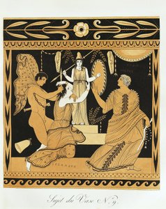 Ajax The Lesser fornærmer Cassandra ved foden af Athenas statue (tryk) af Benedict or Benedikt Piringer
