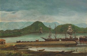 Benedito Calixto - havnen i Santos, SP, 1888 af Benedito Calixto