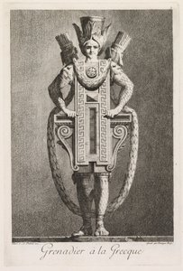 Masquerade à la Grecque: Grenadier à la Grecque Plate 3, 1771. af Benigno Bossi