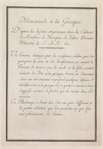Græsk maskerade: Titelblad 1, 1771. af Benigno Bossi