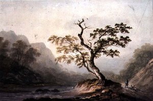 Landskab med flod og bjerge af Benjamin Barker