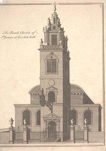 The Parish Church of St. James Garlickhythe, ca. 1750 (gravering)