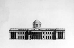 Elevation af hovedfacaden på et hus af Benjamin Dean Wyatt