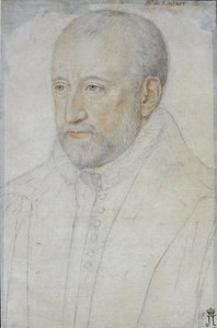 Portræt af Pierre de Ronsard (1524-1585) af Foulon, Benjamin (ca. 1550-ca. 1612). Sort kridt og sangvinsk på papir, størrelse: 33x23, anden halvdel af det 16. århundrede, State Hermitage, St. Petersburg af Benjamin Foulon