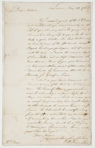 Autografbrev til Mrs. Ann Penn, London, 20. november 1766 (pen og blæk på papir)