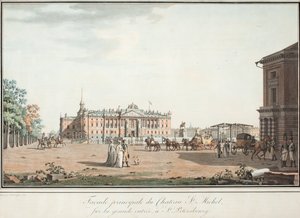 Udsigt over Michael Palace og Connetable Square i St. Petersburg, 1800